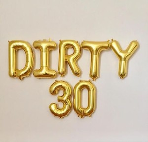 16 Inch 30th Birthday Banner Dirty 30 Party Decorations Gold
