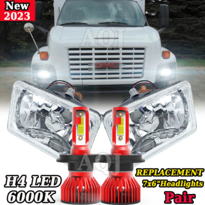 Pair 7x6'' LED Headlights Sealed High/Low Beam For GMC Safari C6500 C7500 Topkick