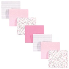 Hudson Baby Cotton Flannel Receiving Blankets Bundle, Pink Peony, One Size