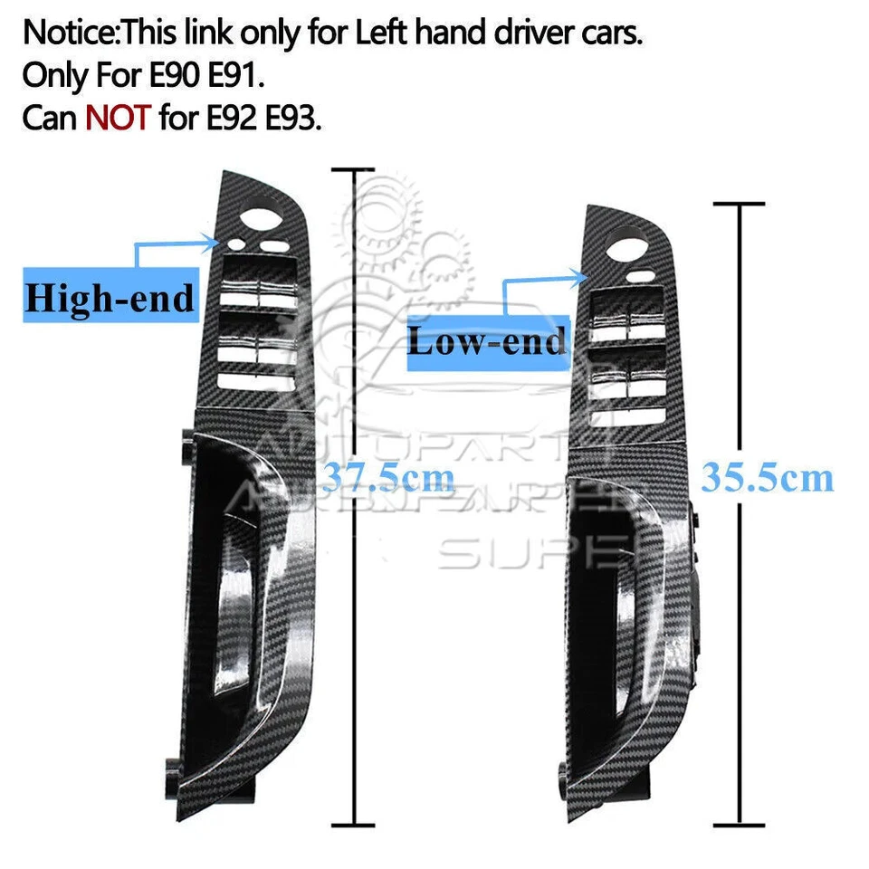 Carbon Fiber Inner Door Pull Handle Panel Cover For BMW 3 series E90 2004 - 2012 - Image 3 of 4