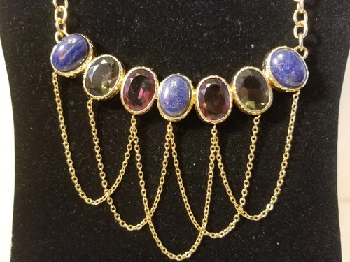 STUNNING 7 Multicolored Quartz Topaz Lapis Choker Necklace Retail $450