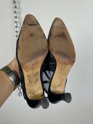 LANVIN Paris Vintage Slingback Heels Blue Leather size EU39 - Picture 7 of 10