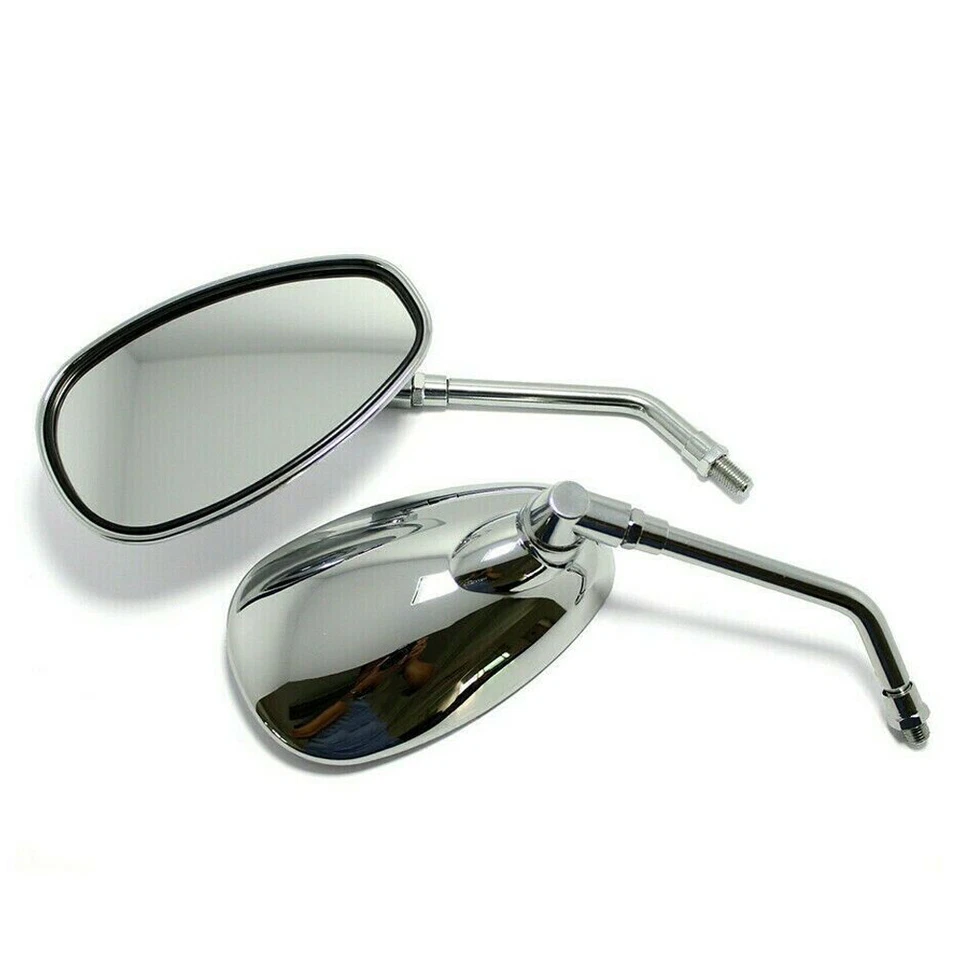 Espejos retrovisores cromados L&R para motocicleta 10 mm para Kawasaki KZ1000A KZ1000D KZ1000C Foto 2 de 4