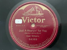 VICTOR Record 78 rpm 64389 Evan Williams Just A-Wearyin for You one sided #2