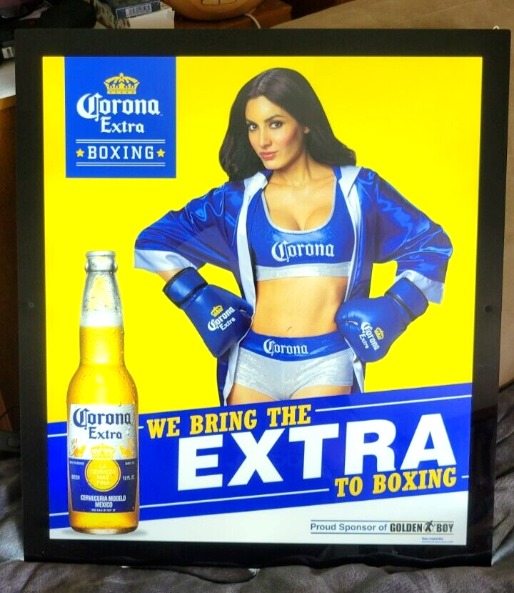 CORONA EXTRA BEER BOXING RING GIRL MODEL LED LIGHT UP SIGN BAR