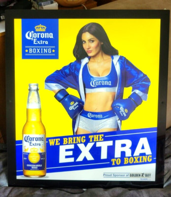 CORONA EXTRA BEER BOXING RING GIRL MODEL LED LIGHT UP SIGN BAR MANCAVE USA NEW