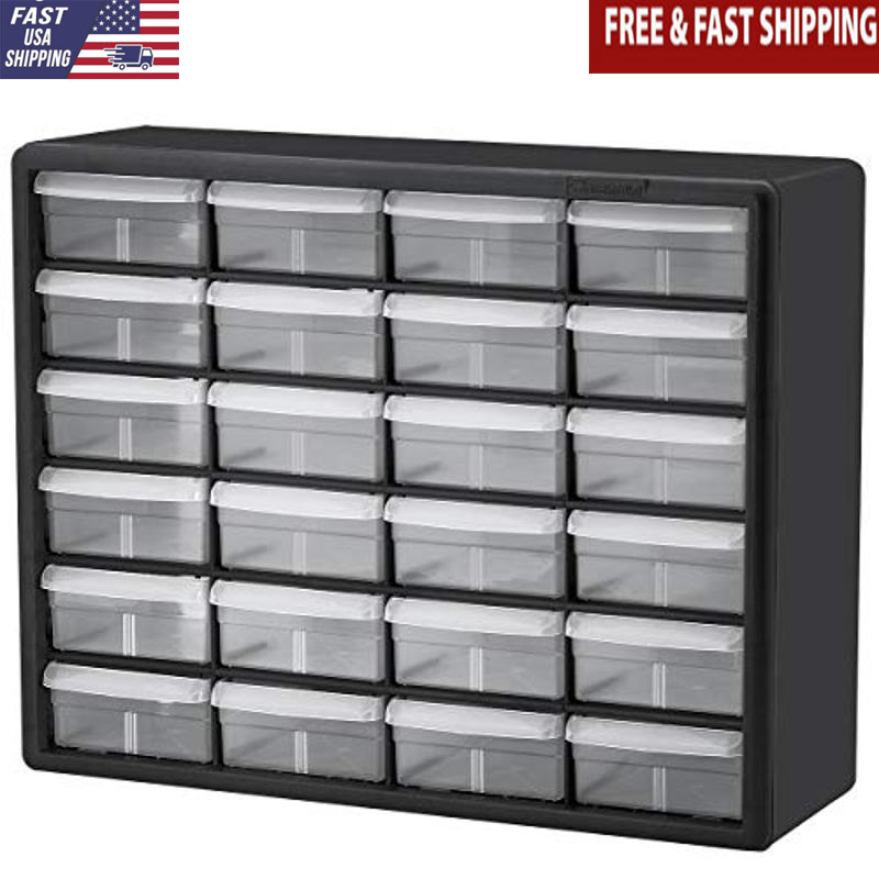 24-Drawer Plastic Storage Cabinet for Garage Classroom Home 20x6x16-image