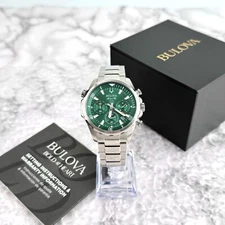Bulova Classic Marine Star 96B396 Green Dial Chronograph Men's Quartz Watch 43MM