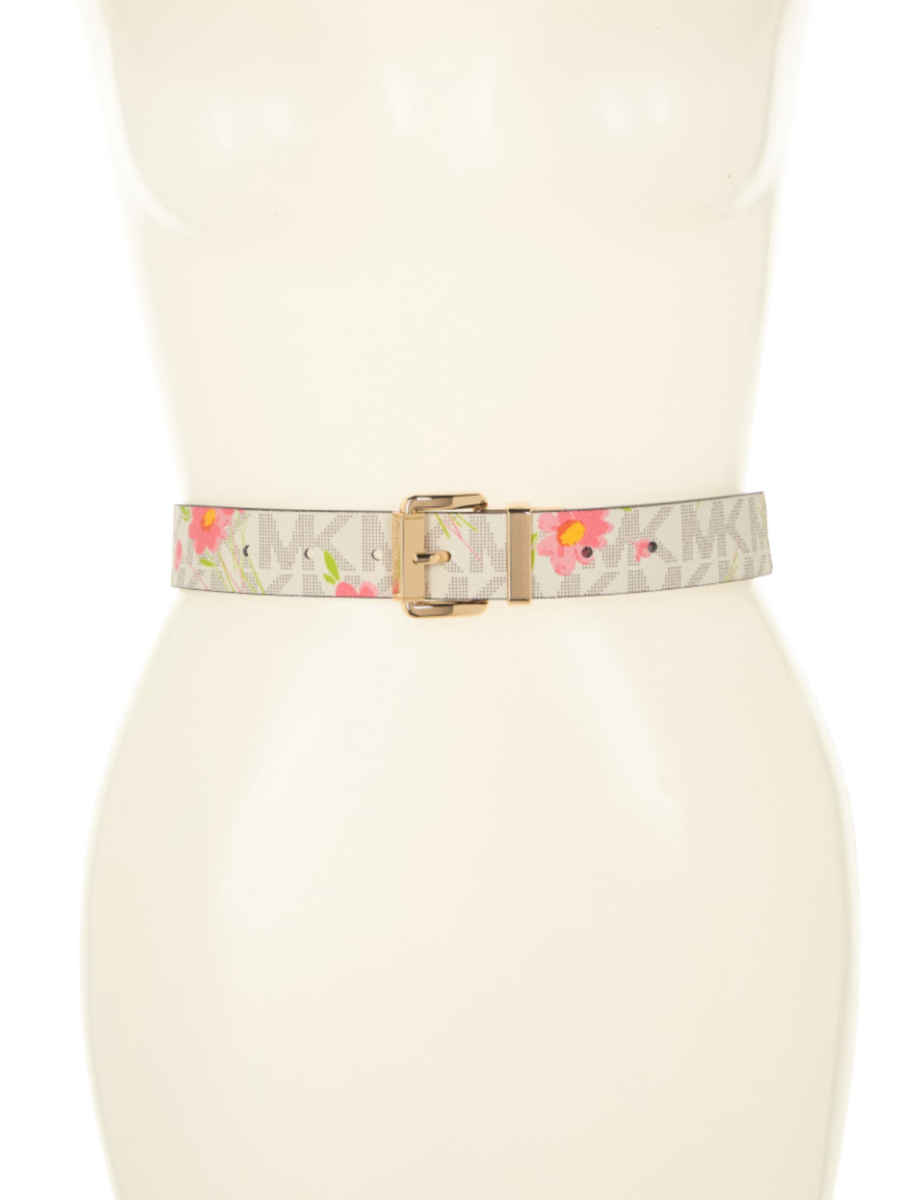 MICHAEL KORS Women MK Signature Reversible Floral Belt White  display picture 3