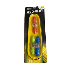 Gourmet Club 6PC Mess Free Eating Corn Set (3 Corn Holder , 3 Serving Trays,)
