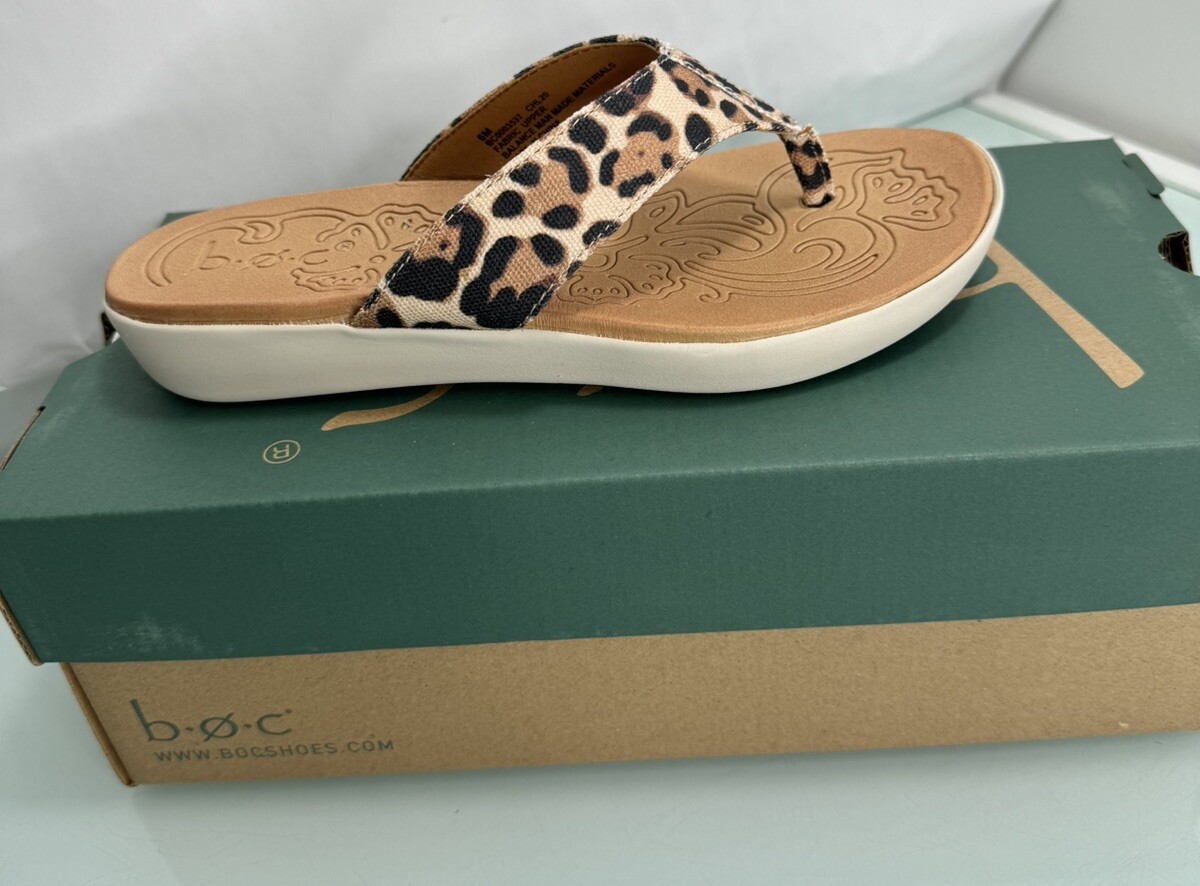 B.O.C. Aimee Flip-Flop Thong Sandals Tan Leopard Print Tan B.O.C. Aimee Flip-Flop Thong Sandals Tan Leopard Print Tan