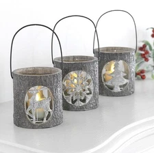 RAZ Imports 4" Lanterns Set/3 Votive Holder Candle Tree Deer Christmas NEW!