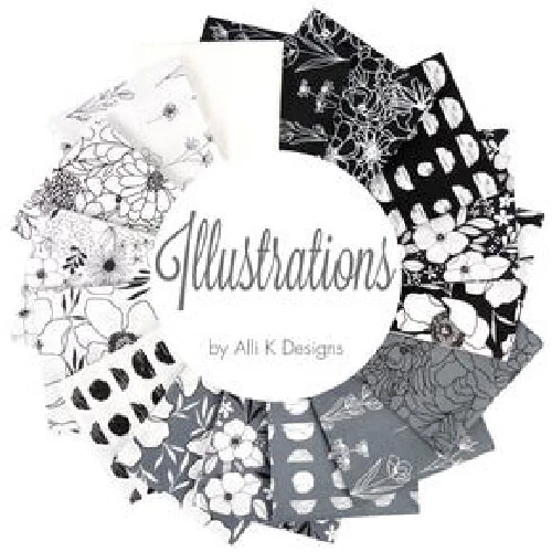 Moda ILLUSTRATIONS Alli K Designs LAYER CAKE 42 10" Squares Quilting Fabric Blac - Image 2 of 4