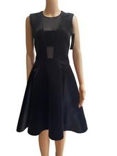 $355.00 DKNY A-Line Black Velvet Cocktail Mini Dress Sheer Silk Chest Sz 0 NWT
