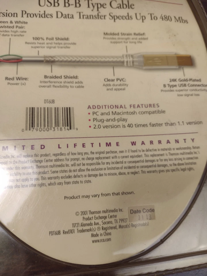 RCA High Performance Digital Cable 6' DT6UB Cable B-B - Image 4 of 4