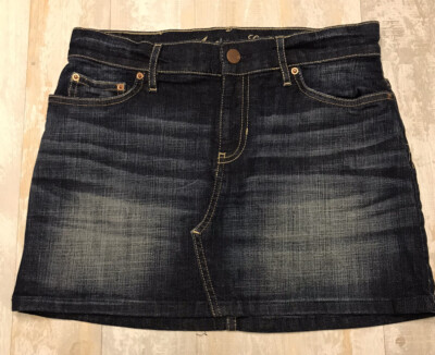 AMERICAN EAGLE 77 KIDS Denim Mini Skirt Short sz 12 Distressed Jean Blue Teen