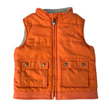 JANIE  JACK Unisex Quilted Vest Size 12 to 18 Mo Fleece Reversible Orange Gray