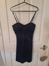 Navy Blue Sheer Detail Bustier detail strappy fitted dress Size small Medium