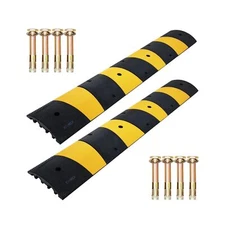 CXRCY Heavy Duty Speed Bumps 6FT 2 Pack 2-Channel Modular Traffic Driveway Sp...