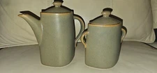 Vintage Lindt Stymeist CraftWorks Lidded Cream and Sugar Sand Sage Grey Green