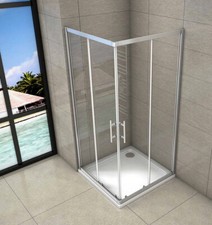 Duschkabine Duschabtrennung Schiebetür Eckeinstieg Echtglas Dusche Duschtasse