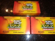 Wildlife Research Scent Killer Gold Autumn Forumla Dryer Sheet 40 Pack CHOICE