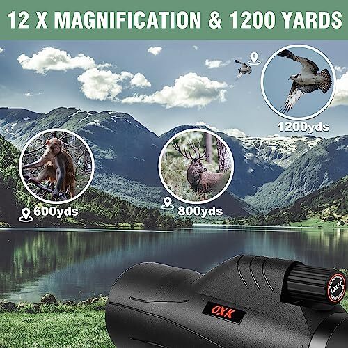 12x56 High Power Monocular Telescope with Smartphone Adapter Tripod Black - Picture 5 of 6