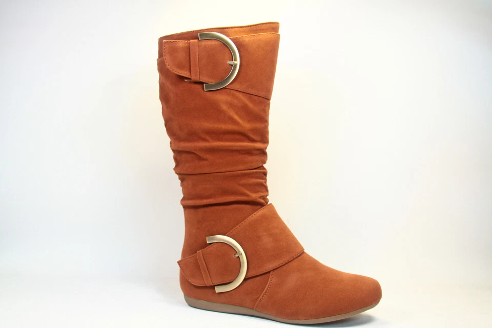 Women's Cute Slouch Comfort Casual Flat Heel Mid Calf Round Toe Boot shoes New - Image 4 of 4