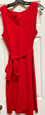 Talbot's Red Sleeveless V-Neck Sheath Dress with Belt- Size 10 Women's