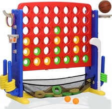 Giant 4 in A Row Game Height Adjust Jumbo Yard Game Set Kids Adults W/ Mesh