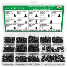 Computer Screws Assortment Kit 516PCS 6-32 Male to M3 Female Black Zinc Plated