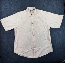 Puritan Shirt Mens XLT Beige Cotton Striped Curved Hem Button Down Office Formal