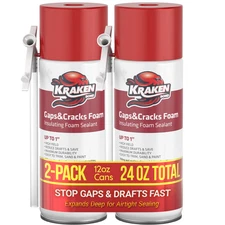 Kraken Bond Gaps & Cracks Filler Foam,Insulating Sealant 12oz 2 Pack -Straw Use