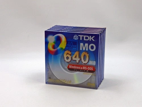 5x Unopened TDK 3.5inch 640MB Rewritable MO Disk / Windows formatting