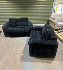 Black Corduroy x2 Two-Seater Sofa set – FREE UK MAINLAND DELIVERY