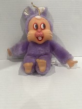 Vintage Monchhichi Inspired Rubber Faced Easter Bunny 8  