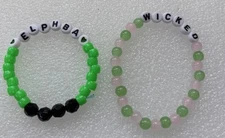 Wicked Green Beads Stretch Couples Bracelets Elphaba & Wicked Set Of Two