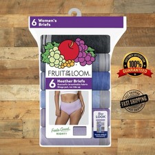 Fruit of the Loom Women's Heather Briefs Underwear 6-Pack, Assorted, Size 9/2XL