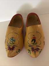 Dutch Vintage Wooden Shoes Carved Painted Handmade From Holland