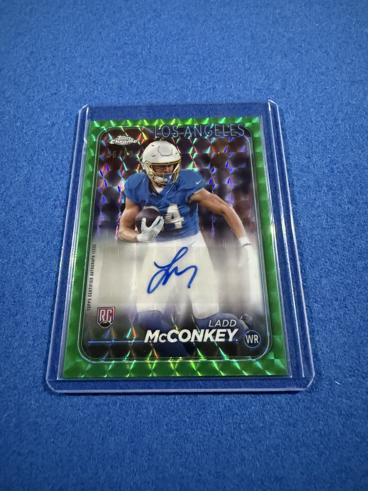 2024 Topps Chrome LADD McCONKEY Chargers RC Green Geometric Refractor /99 AUTO