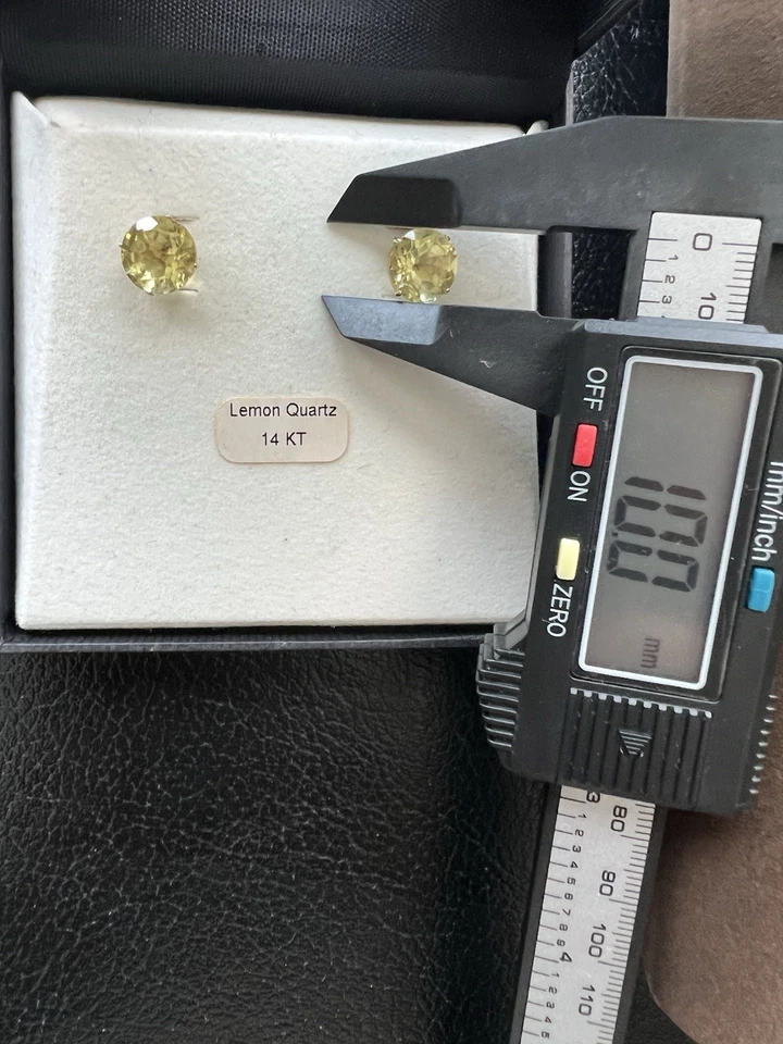 Pendientes de piedras preciosas de cuarzo limón oro macizo 14K Foto 3 de 4