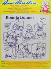 VTG Aunt Marthas 3920 Bonnie Bonnet Sunbonnet Sue Embroidery Transfer Pattern UC