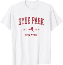 Hyde Park New York NY Vintage Sports Design Red Print T-Shirt