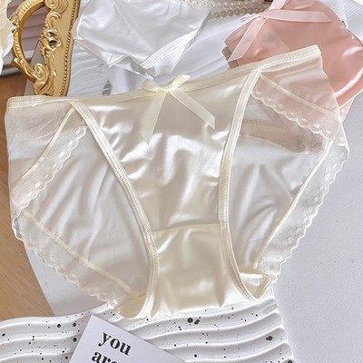 5 Pack Lot Sexy Womens Satin Panties Brief Sheer See Through Lingeries Underwear