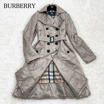 BURBERRY　ナイロントレンチコート　ウエストベルト　光沢グレーベージュ　M Burberry Nylon Trench Coat M Waist Belt Shiny Grey Beige Classic