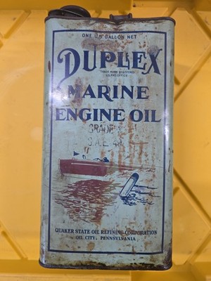 Vintage Duplex Outboard Motor Oil Can 1 Gal Marine Engine - Quaker State Penn