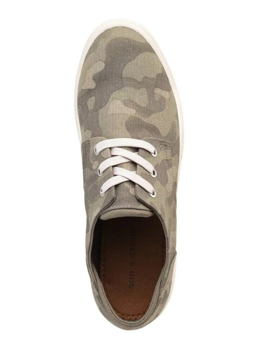 SUN STONE Mens Green Metal Eyelits Kiva Round Toe Lace-Up Sneakers Shoes 7 M SUN STONE Mens Green Camouflage Metal Eyelits Cushioned Kiva  main image 3