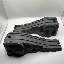 Wooden Train Track Curved Raised Rock Riser Sections x2