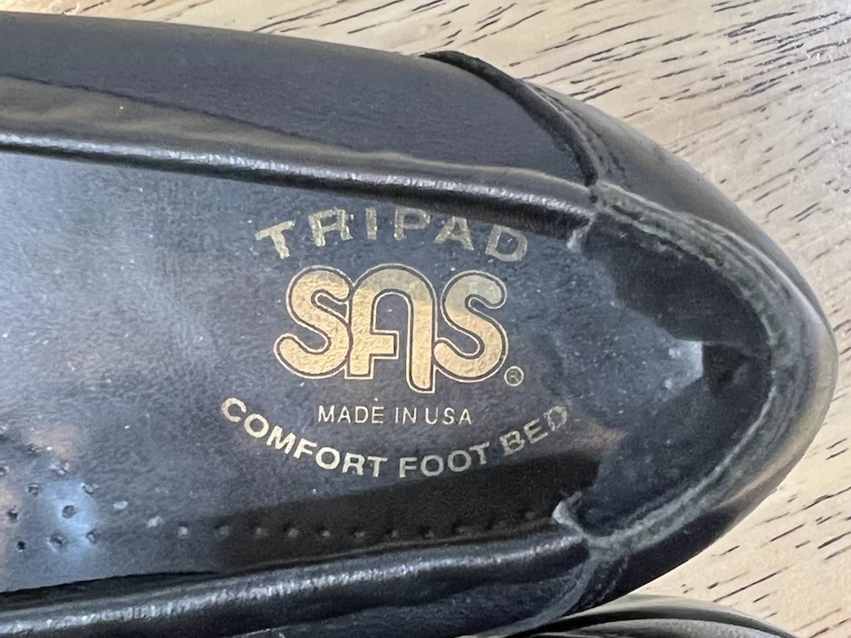 Women’s SAS Black Leather 7 Slim Woven Toe Loafer Slip On - Image 3 of 4