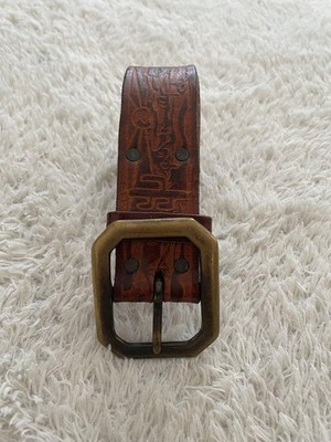 Dsquared2 Men's Belt Dark Brown Patterned Leather Metal Buckle